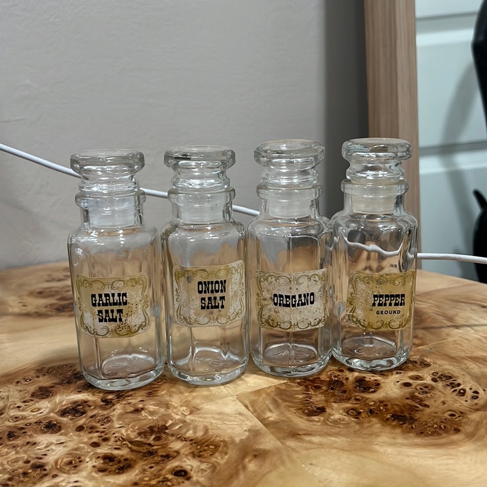 Vintage Glass Octagonal Spices Containers